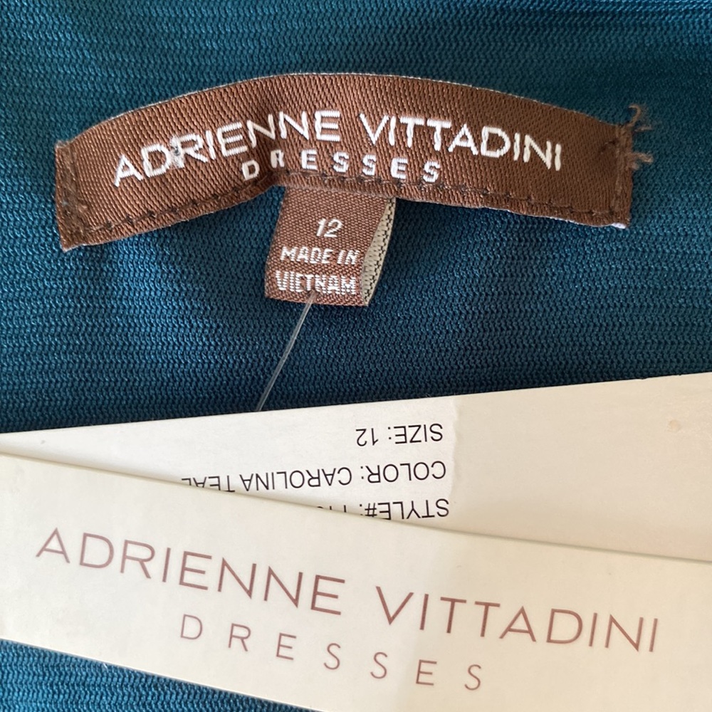 NWT Adrienne Vittadini Ponte Knit Ruffle Sheath Dress in Carolina Teal - 12 - Picture 9 of 12